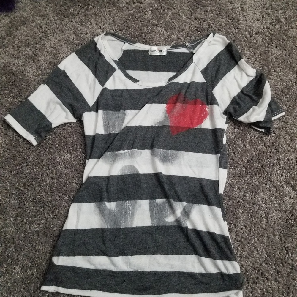 Black and white striped shirt.